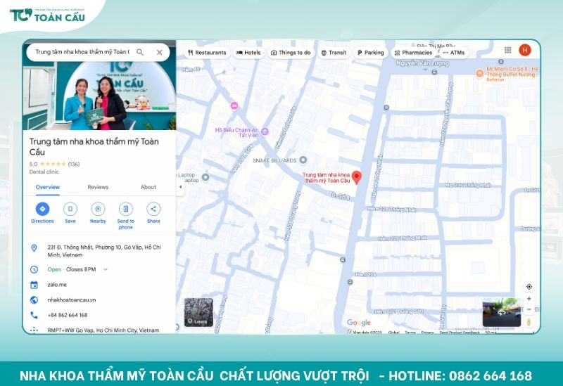 Google Maps là công cụ hiệu quả để tìm kiếm nha khoa dán sứ gần nhất