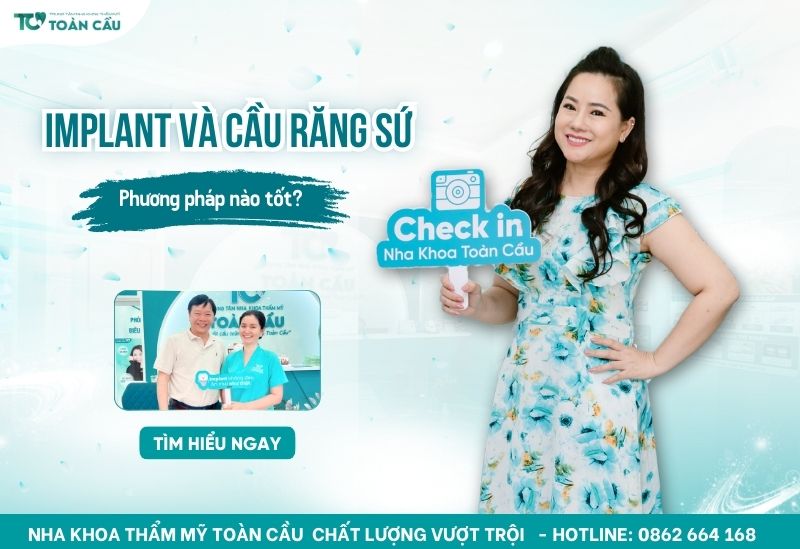 so sánh trồng răng implant và cầu răng sứ