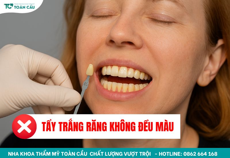 Dấu hiệu tẩy trắng không đều màu